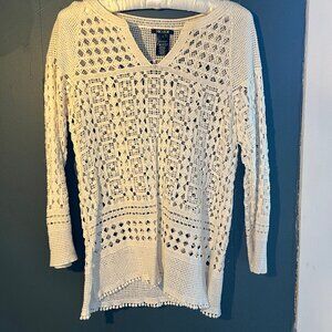 white knit beach cover up